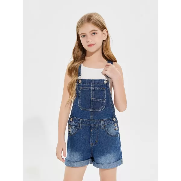Haloumoning Girls Denim Overalls Kids Summer Sleeveless Rompers Overall Shorts 5-14 Years