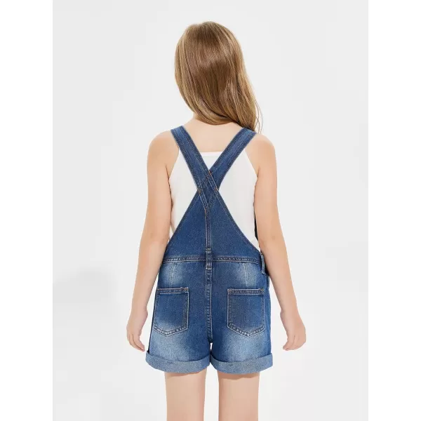 Haloumoning Girls Denim Overalls Kids Summer Sleeveless Rompers Overall Shorts 5-14 Years
