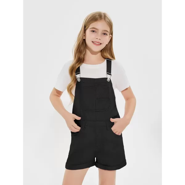 Haloumoning Girls Denim Overalls Kids Summer Sleeveless Rompers Overall Shorts 5-14 Years