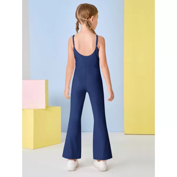 Haloumoning Girls Flare Jumpsuit Spaghetti Straps Dance Unitard Romper Kids Casual Playsuit