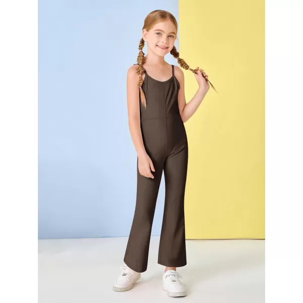 Haloumoning Girls Flare Jumpsuit Spaghetti Straps Dance Unitard Romper Kids Casual Playsuit