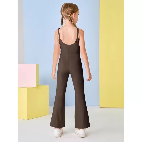 Haloumoning Girls Flare Jumpsuit Spaghetti Straps Dance Unitard Romper Kids Casual Playsuit