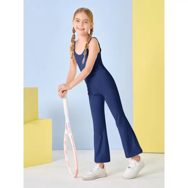 Haloumoning Girls Flare Jumpsuit Spaghetti Straps Dance Unitard Romper Kids Casual Playsuit