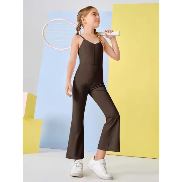 Haloumoning Girls Flare Jumpsuit Spaghetti Straps Dance Unitard Romper Kids Casual Playsuit