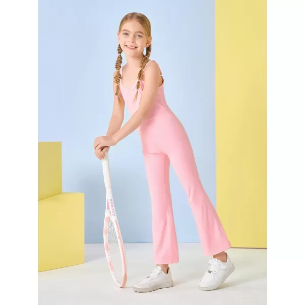 Haloumoning Girls Flare Jumpsuit Spaghetti Straps Dance Unitard Romper Kids Casual Playsuit