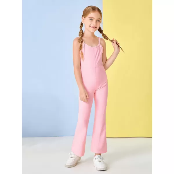 Haloumoning Girls Flare Jumpsuit Spaghetti Straps Dance Unitard Romper Kids Casual Playsuit
