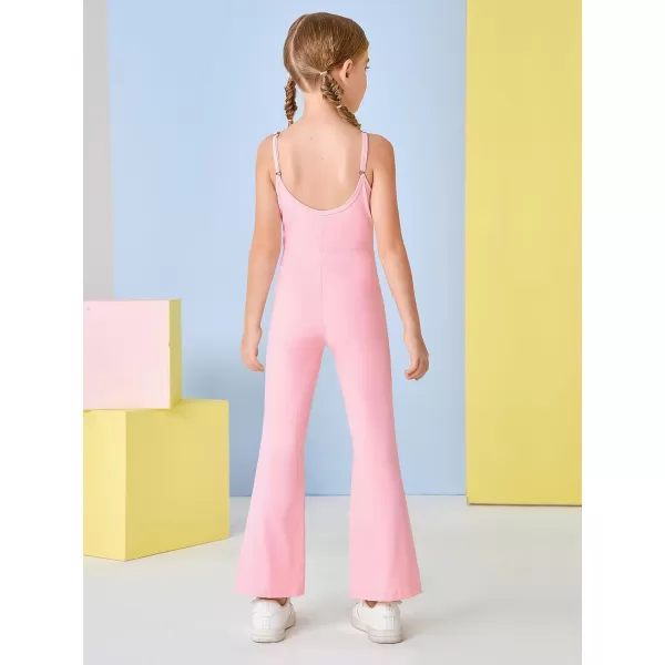 Haloumoning Girls Flare Jumpsuit Spaghetti Straps Dance Unitard Romper Kids Casual Playsuit