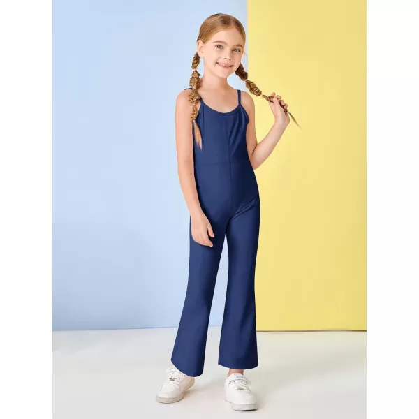 Haloumoning Girls Flare Jumpsuit Spaghetti Straps Dance Unitard Romper Kids Casual Playsuit