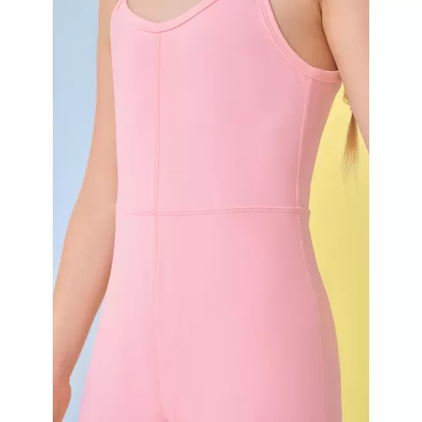 Haloumoning Girls Flare Jumpsuit Spaghetti Straps Dance Unitard Romper Kids Casual Playsuit