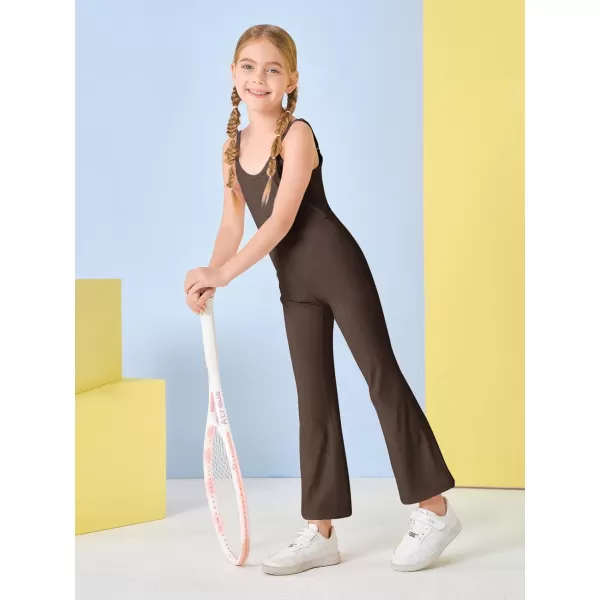 Haloumoning Girls Flare Jumpsuit Spaghetti Straps Dance Unitard Romper Kids Casual Playsuit
