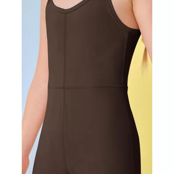 Haloumoning Girls Flare Jumpsuit Spaghetti Straps Dance Unitard Romper Kids Casual Playsuit