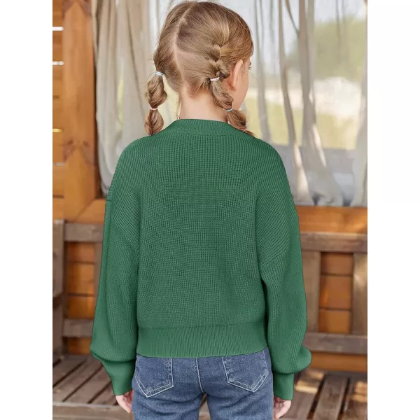 Haloumoning Girls Knit Pullover Sweaters Mock Neck Long Lantern Sleeve Jumper Tops 5-14 Years