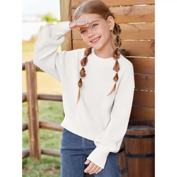 Haloumoning Girls Knit Pullover Sweaters Mock Neck Long Lantern Sleeve Jumper Tops 5-14 Years