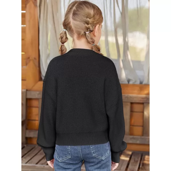 Haloumoning Girls Knit Pullover Sweaters Mock Neck Long Lantern Sleeve Jumper Tops 5-14 Years