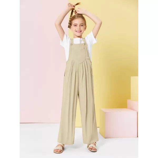 Haloumoning Girls Overalls Kids Casual Sleeveless Wide Leg Jumpsuit Loose Rompers with Pockets 5-14 Years