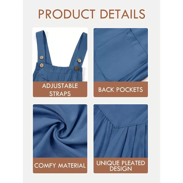 Haloumoning Girls Overalls Kids Casual Sleeveless Wide Leg Jumpsuit Loose Rompers with Pockets 5-14 Years