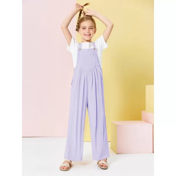 Haloumoning Girls Overalls Kids Casual Sleeveless Wide Leg Jumpsuit Loose Rompers with Pockets 5-14 Years