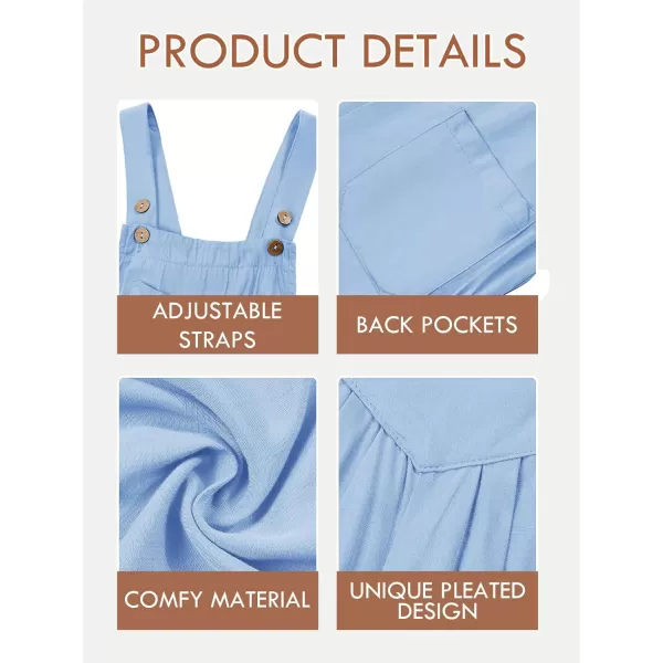 Haloumoning Girls Overalls Kids Casual Sleeveless Wide Leg Jumpsuit Loose Rompers with Pockets 5-14 Years