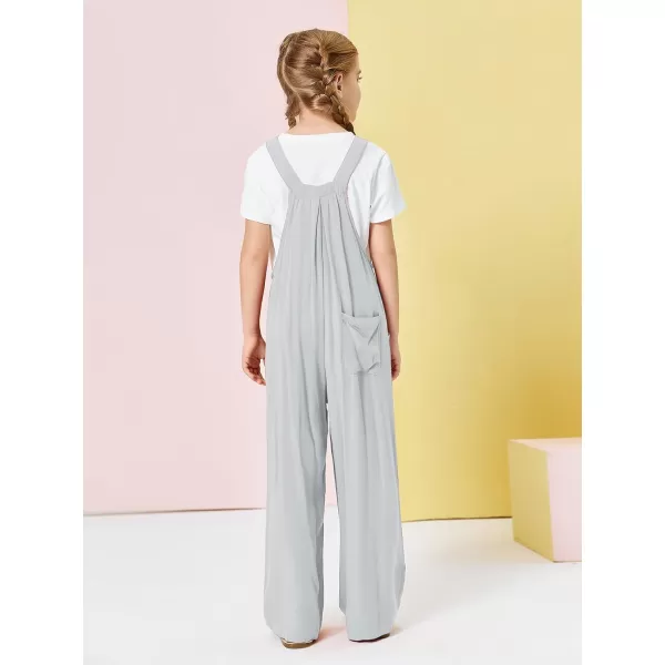 Haloumoning Girls Overalls Kids Casual Sleeveless Wide Leg Jumpsuit Loose Rompers with Pockets 5-14 Years