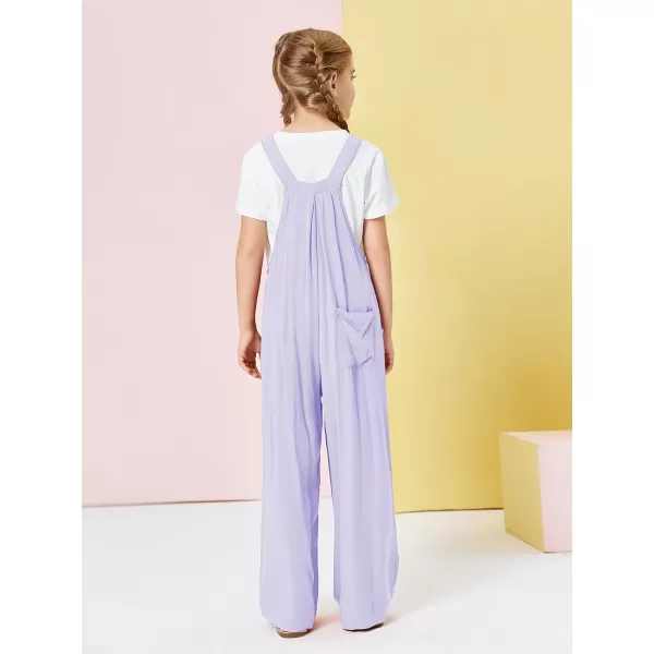 Haloumoning Girls Overalls Kids Casual Sleeveless Wide Leg Jumpsuit Loose Rompers with Pockets 5-14 Years