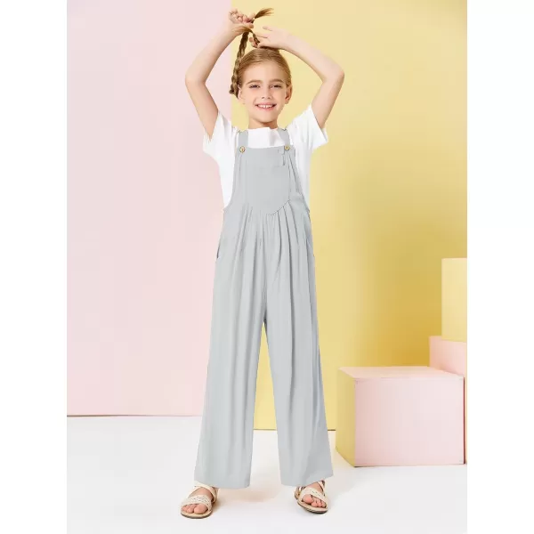 Haloumoning Girls Overalls Kids Casual Sleeveless Wide Leg Jumpsuit Loose Rompers with Pockets 5-14 Years