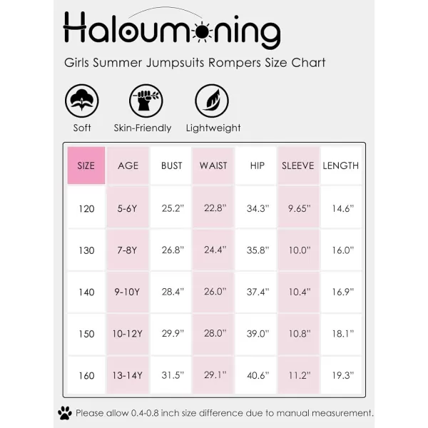 Haloumoning Girls Rompers Short Puff Sleeve Wide Leg Jumpsuits Summer Casual Square Neck Backless Cute Outfits 5-14 Years