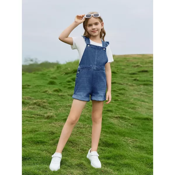Haloumoning Girls Ruffle Denim Bib Overall Shorts Kids Summer Rompers Jumpsuits Outfit 5-14 Years