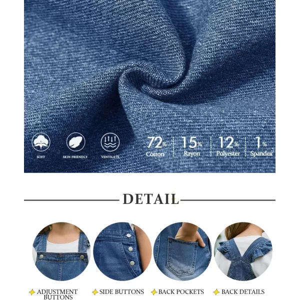 Haloumoning Girls Ruffle Denim Bib Overall Shorts Kids Summer Rompers Jumpsuits Outfit 5-14 Years