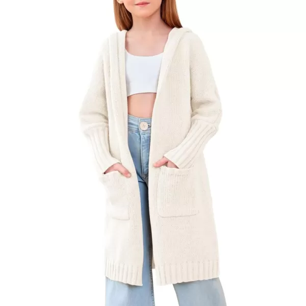 Girls Hooded Long Cardigan Kids Fashion Open Front Knit Sweater Outerwear Coat 5-14 Years