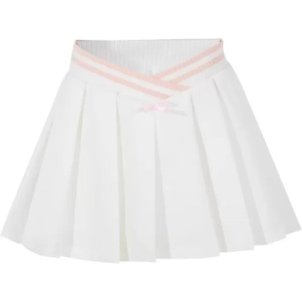 Girls Pleated Skirt Kids Cute Crossover High Waist School Uniform A-Line Skater Skirts