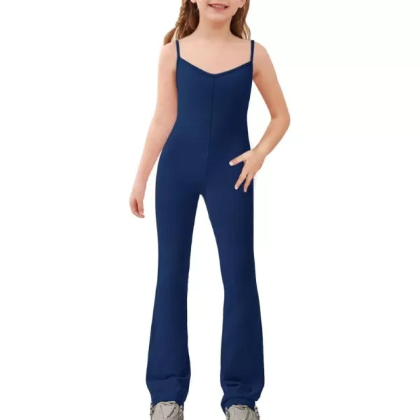Haloumoning Girls Flare Jumpsuit Spaghetti Straps Dance Unitard Romper Kids Casual Playsuit