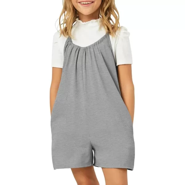 Haloumoning Girls Sleeveless Romper Kids Summer Casual Spaghetti Strap Short Jumpsuit with Pockets 5-14 Years