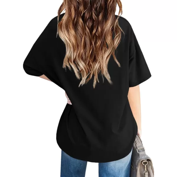 Girls Short Sleeve Oversized T Shirts Summer V Neck Casual Loose Tees Shirt Tops 3-14 Years
