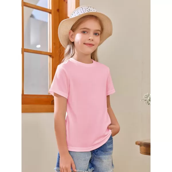 Girls Short Sleeve T Shirts Kids Summer Tops Crewneck Tees 5-14 Years