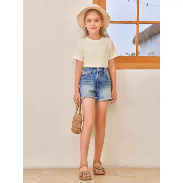 Girls Short Sleeve T Shirts Kids Summer Tops Crewneck Tees 5-14 Years