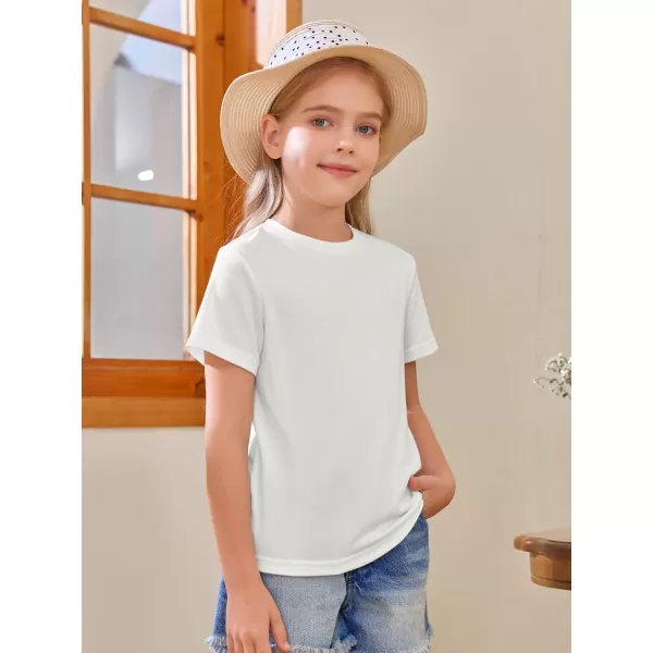 Girls Short Sleeve T Shirts Kids Summer Tops Crewneck Tees 5-14 Years