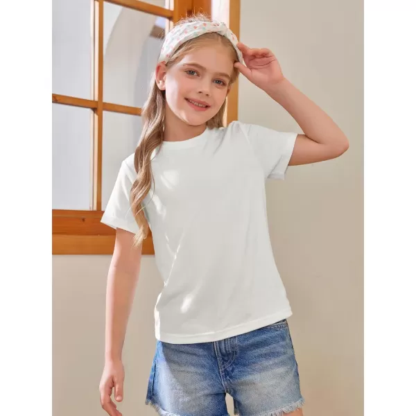 Girls Short Sleeve T Shirts Kids Summer Tops Crewneck Tees 5-14 Years