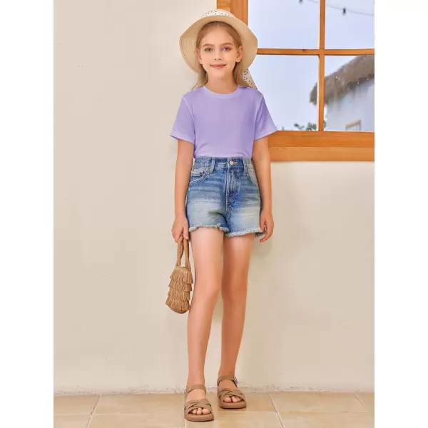 Girls Short Sleeve T Shirts Kids Summer Tops Crewneck Tees 5-14 Years