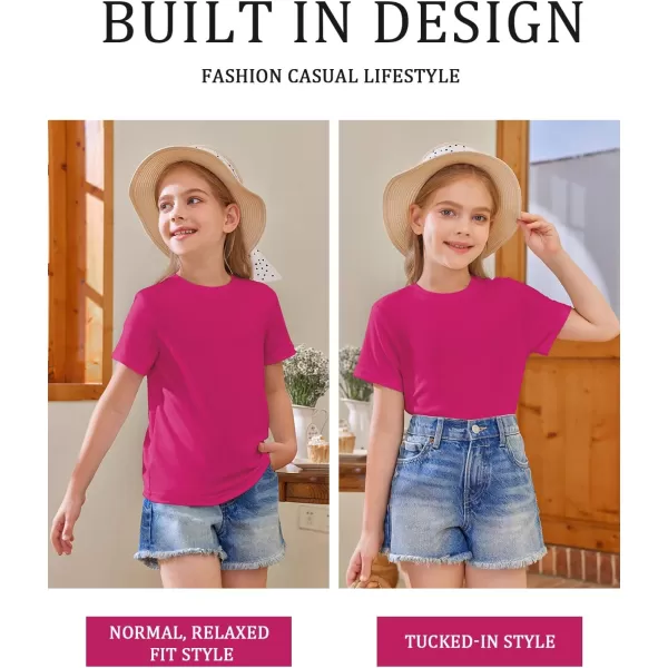 Girls Short Sleeve T Shirts Kids Summer Tops Crewneck Tees 5-14 Years