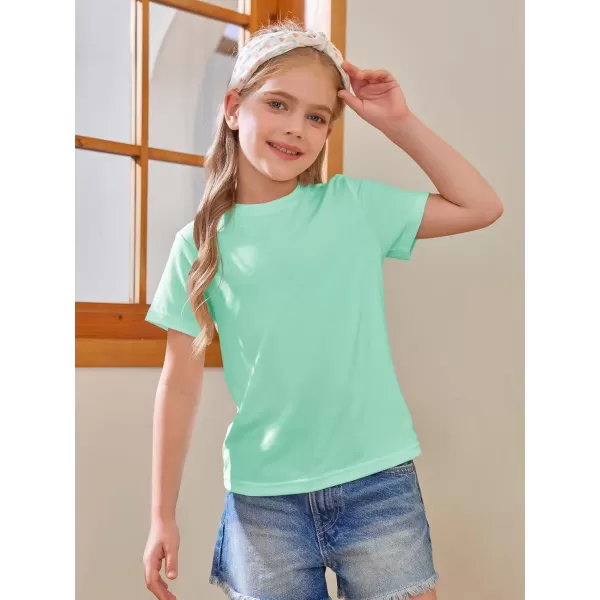 Girls Short Sleeve T Shirts Kids Summer Tops Crewneck Tees 5-14 Years