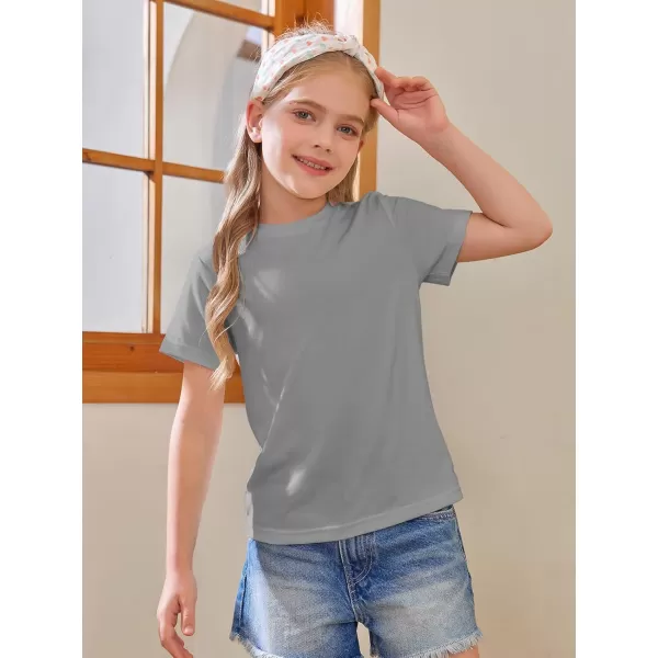 Girls Short Sleeve T Shirts Kids Summer Tops Crewneck Tees 5-14 Years