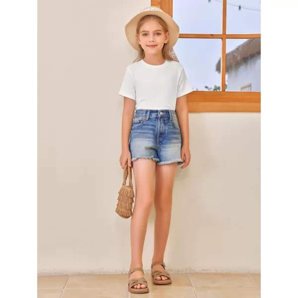 Girls Short Sleeve T Shirts Kids Summer Tops Crewneck Tees 5-14 Years