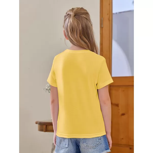 Girls Short Sleeve T Shirts Kids Summer Tops Crewneck Tees 5-14 Years