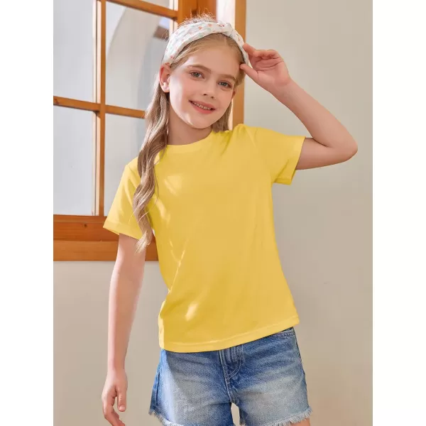 Girls Short Sleeve T Shirts Kids Summer Tops Crewneck Tees 5-14 Years