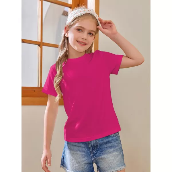 Girls Short Sleeve T Shirts Kids Summer Tops Crewneck Tees 5-14 Years