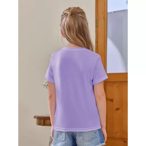 Girls Short Sleeve T Shirts Kids Summer Tops Crewneck Tees 5-14 Years