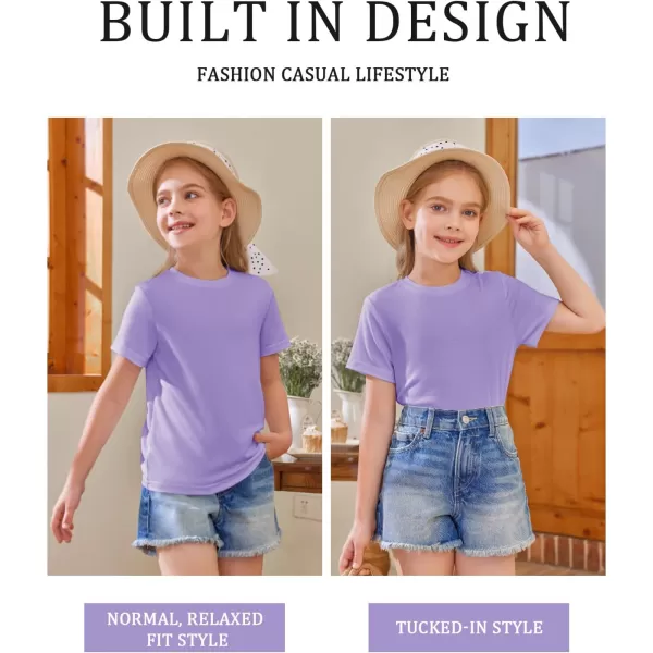 Girls Short Sleeve T Shirts Kids Summer Tops Crewneck Tees 5-14 Years