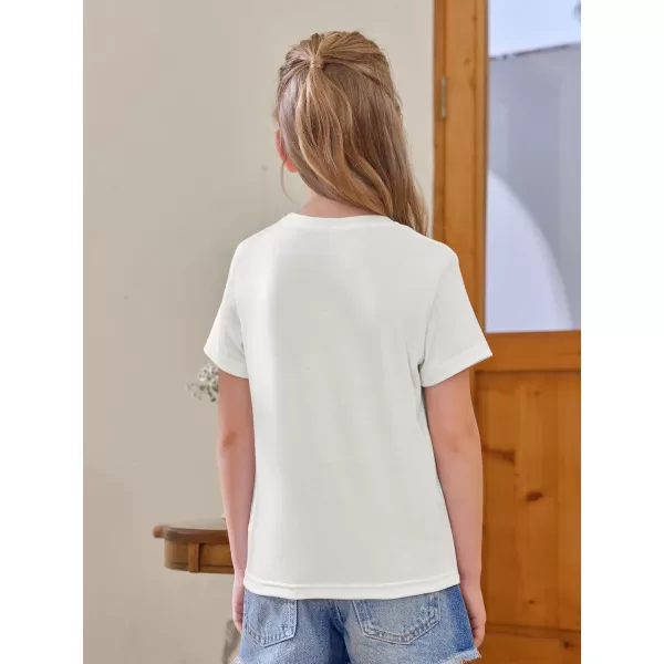 Girls Short Sleeve T Shirts Kids Summer Tops Crewneck Tees 5-14 Years