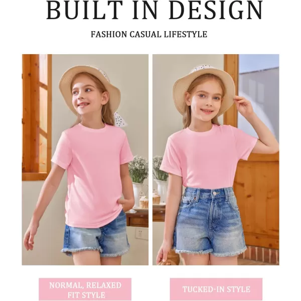 Girls Short Sleeve T Shirts Kids Summer Tops Crewneck Tees 5-14 Years