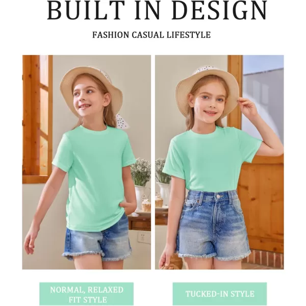 Girls Short Sleeve T Shirts Kids Summer Tops Crewneck Tees 5-14 Years